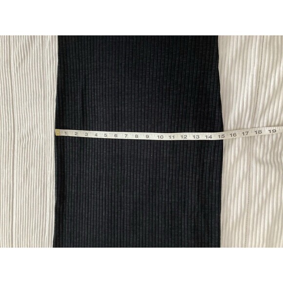 Massimo Dutti Black Maxi Dress M Mock Neck Rib Knit Side Slit Minimalist Chic - Picture 6 of 7